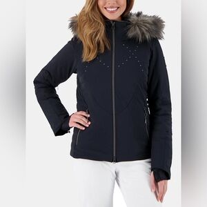 Obermeyer Women's Black Ski Jacket with removable faux Fur Trim